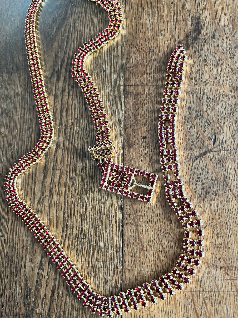 Ruby Red Rhinestone Metallic Belt Unique - Picture 6 of 11